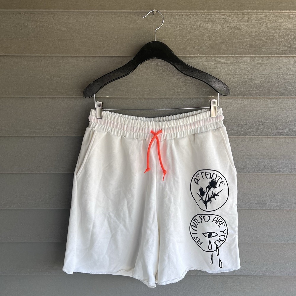 Zara Men's Shorts Sweatshorts Offwhite Large Drawstring Casual Relaxed